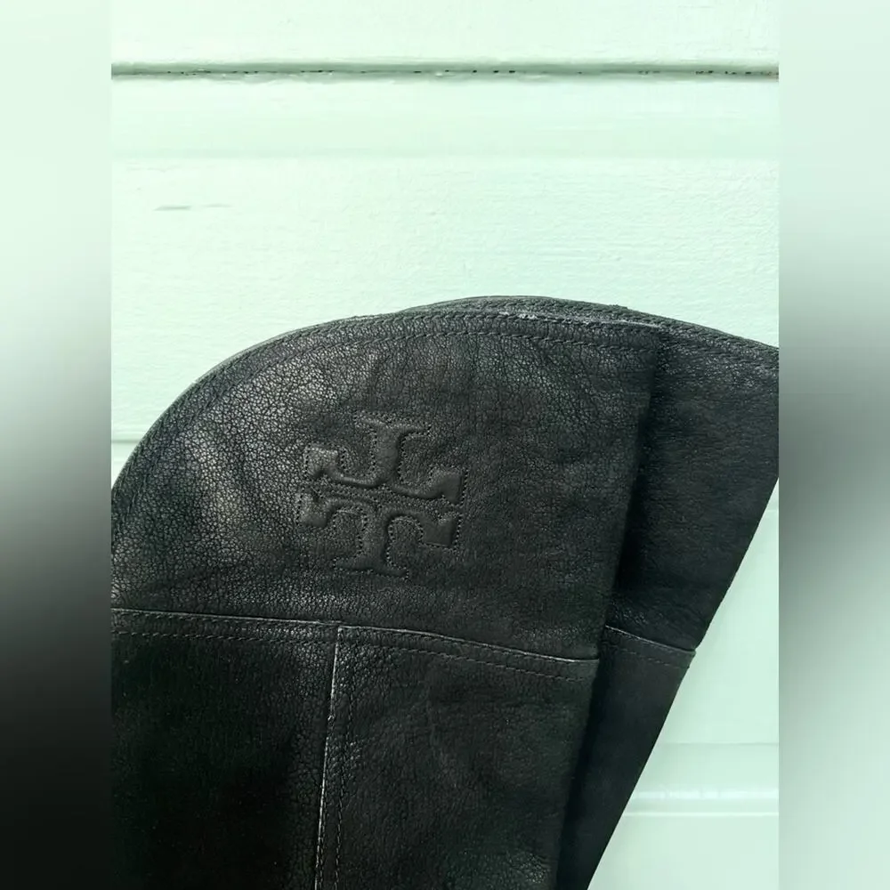 Tory Burch Simone over the knee boot black leather equestrian preppy fall 7.5